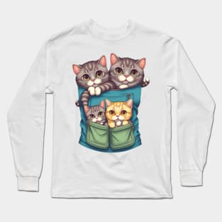 cats in pockets-cute cats in pockets-cute cats-cute kittins. Long Sleeve T-Shirt